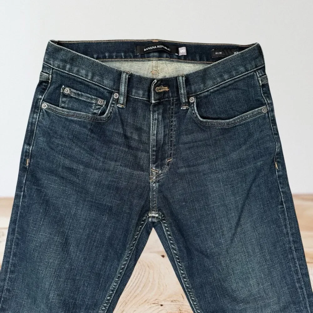 Banana Republic Jeans Men's 29 X 30 Rapid Movement RMD‎ Slim Fit Dark Wash EUC